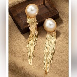 Pearl tassel drop earrings N249